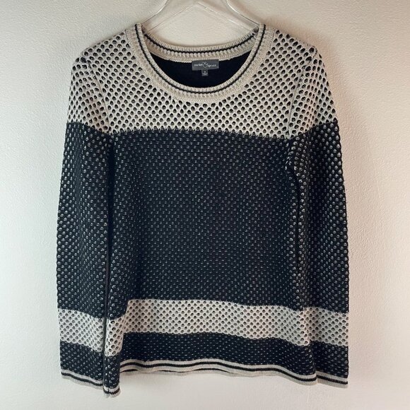 Market & Spruce Black & Ivory Color-Block Sweater Size Small - Picture 1 of 9